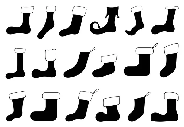 Set Different Christmas Socks Isolated White — Stock Vector