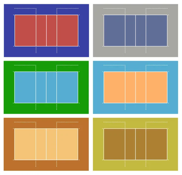 Illustration Différents Terrains Volley Isolés Sur Blanc — Image vectorielle