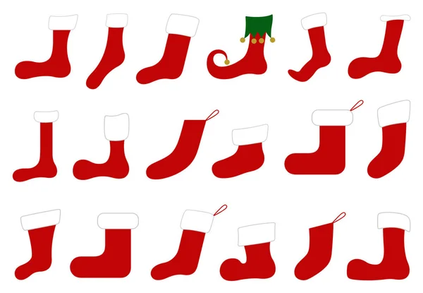 Illustration Different Christmas Socks Isolated White — Stock Vector