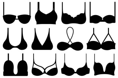 Farklı sütyen beyaz izole kümesi