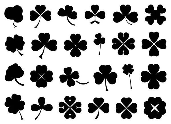 Set Different Clovers Set Isolated White — Stock Vector