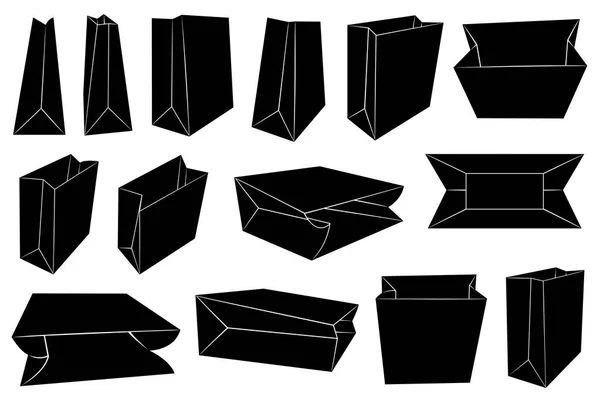白で隔離異なる用紙袋のセット — ストックベクタ