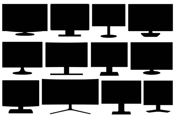 Conjunto Diferentes Televisores Monitores Aislados Blanco — Vector de stock