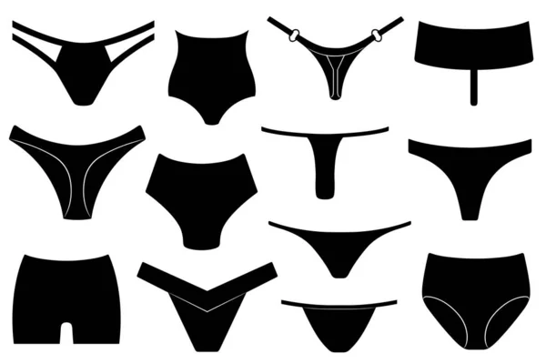 Conjunto Diferentes Ropa Interior Mujer Aislada Blanco — Archivo Imágenes Vectoriales