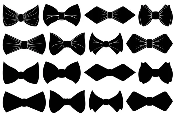 Collection Different Bow Ties Isolated White — Stock Vector