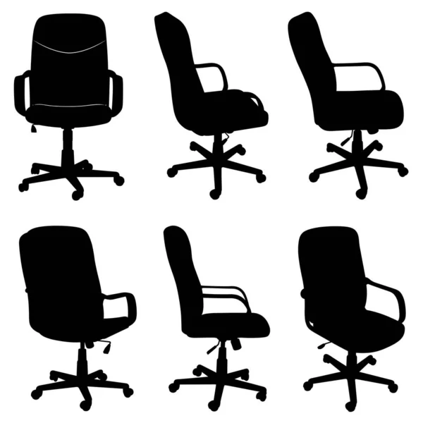 Collectie Van Verschillende Bureaustoelen Geïsoleerd Wit — Stockvector