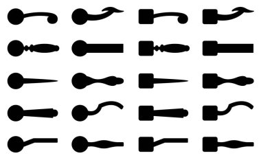 Beyaz üzerine izole edilmiş farklı kapı tokmakları koleksiyonu