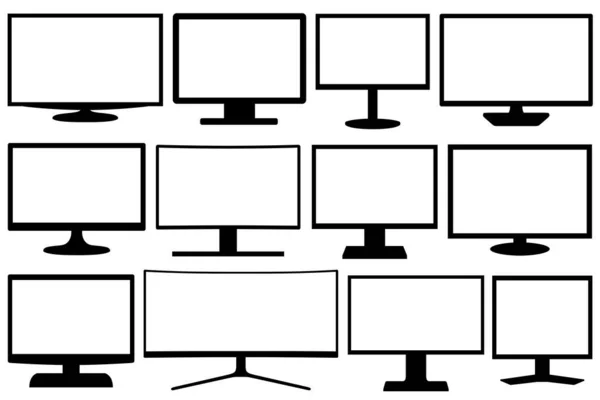 Ilustración Diferentes Televisores Monitores Aislados Blanco — Vector de stock