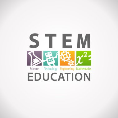 Eğitim kavramı Logo kaynaklanıyor. Bilim teknoloji Mühendisliği matematik. 