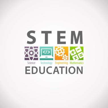 Eğitim kavramı Logo kaynaklanıyor. Bilim teknoloji Mühendisliği matematik. 