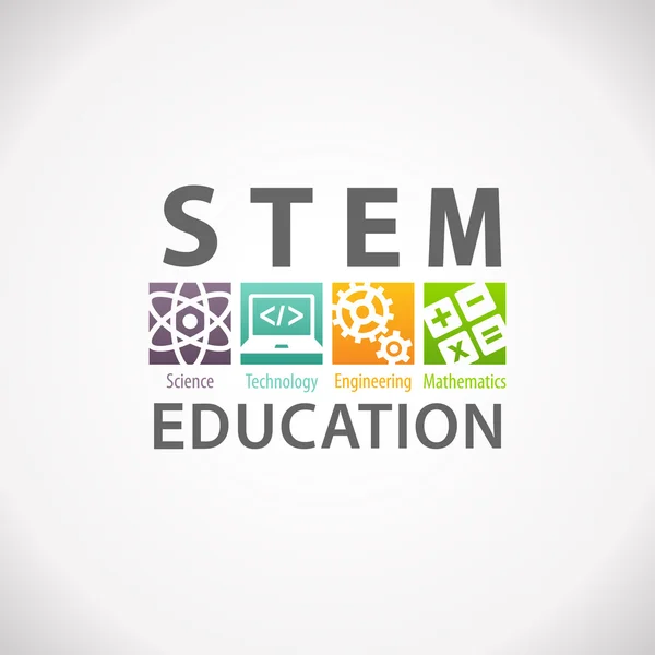 Logo del concetto di istruzione STEM. Scienza Tecnologia Ingegneria Matematica . — Foto Stock