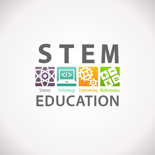 Картина, постер, плакат, фотообои "логотип концепции stem education. математика науки и техники
. — стоковое фото", артикул 125637468