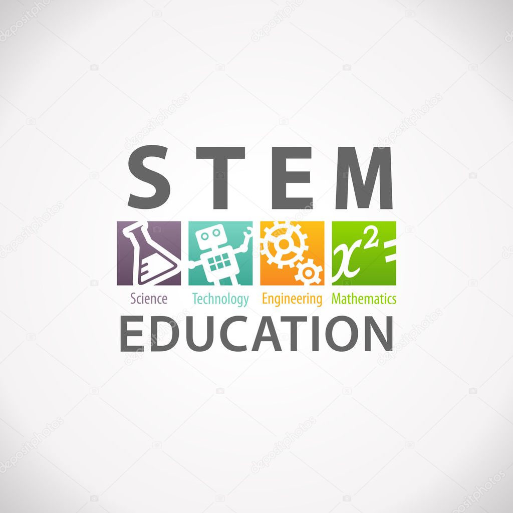 STEM Education Concept Logo. Science Technology Engineering Mathematics.