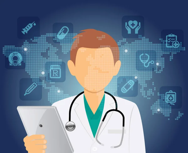 Hälso-och sjukvård läkare Online samråd med surfplatta — Stockfoto