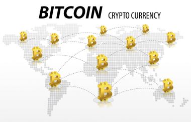 Bitcoin elektronik Kripto para hareket kavramı arka plan