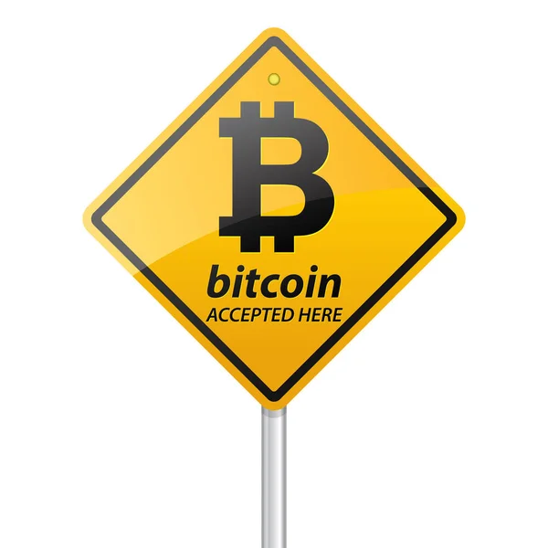 Bitcoin прийматися тут знак — стокове фото