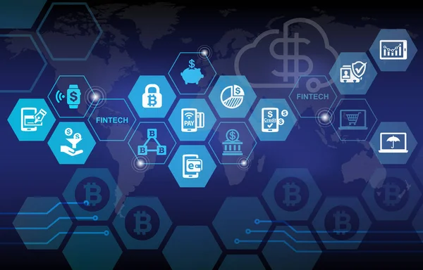Fintech Finans teknolojileri iş bankacılık hizmeti arka plan