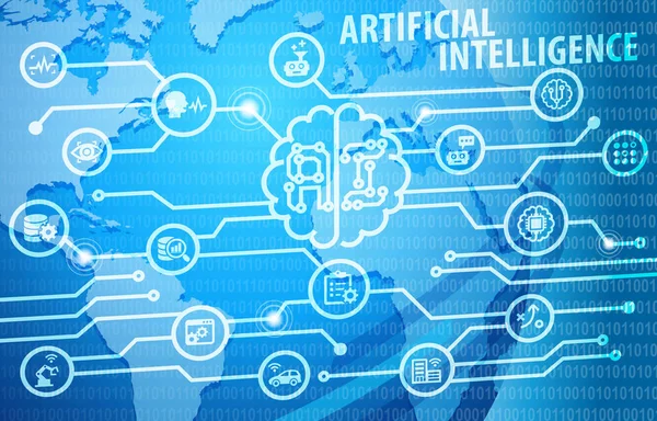 人工智能技术自动化信息图表背景 — 图库照片
