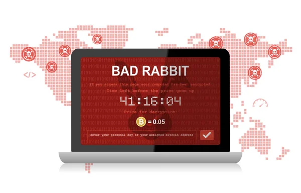 Bad Rabbit Ransomware útoku malwaru Hacker po celém světě — Stock fotografie