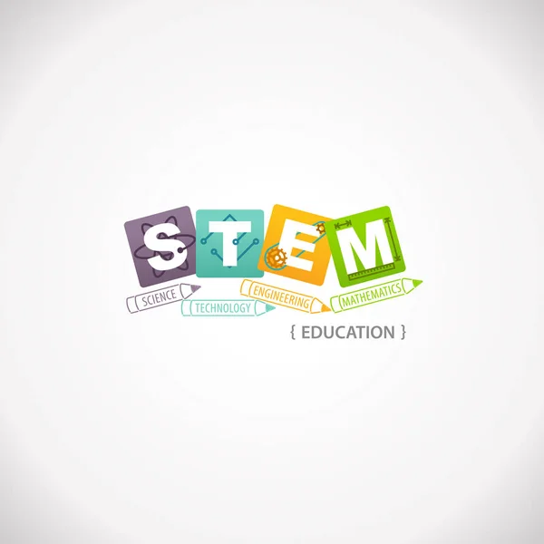 Logo Del Concepto Educación Stem Ciencia Tecnología Ingeniería Matemáticas — Archivo Imágenes Vectoriales