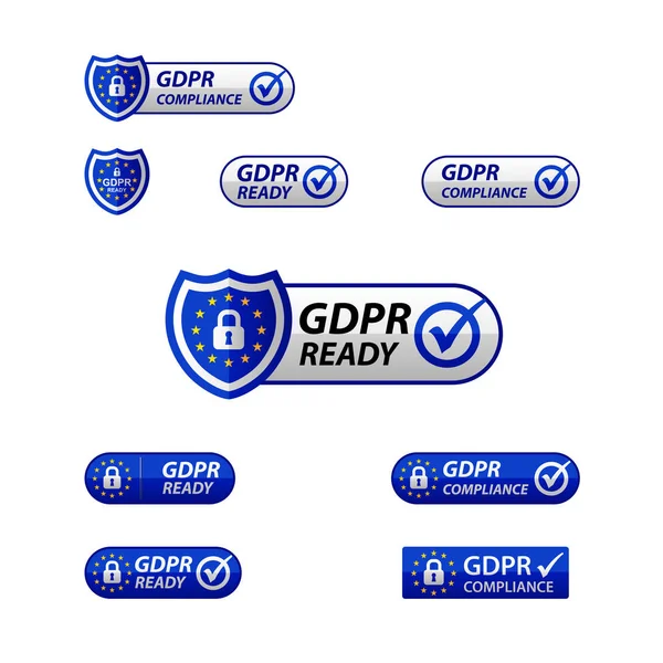 Gdpr 一般的なデータ保護規制通知 Web ボタン — ストックベクタ