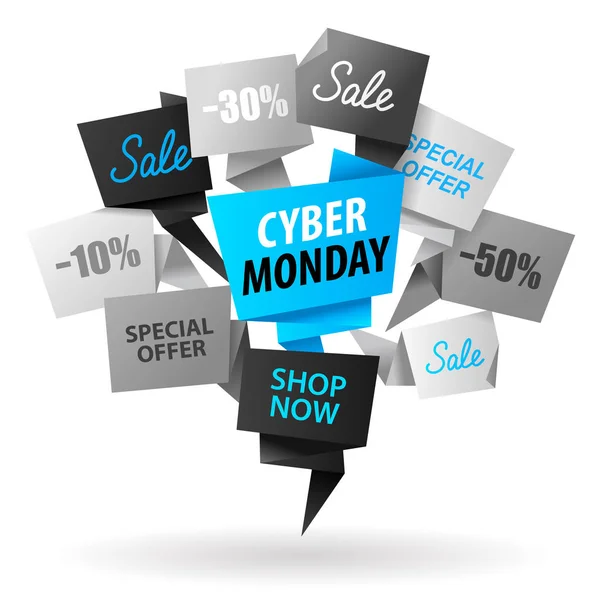 Cyber Monday Sale Advertising Promotion Origami Banner Flyer — Stock Photo, Image