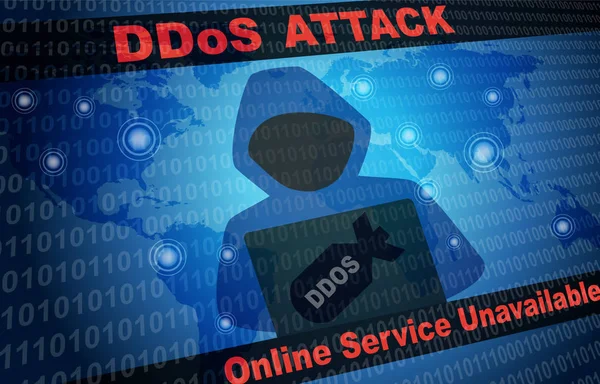 Ddos Attack Malware Hacker World Fondo Con Persona Encapuchada Sin — Foto de Stock