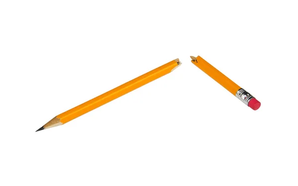 Broken Yellow Pencil Eraser Isolated White Background — Stock Photo, Image