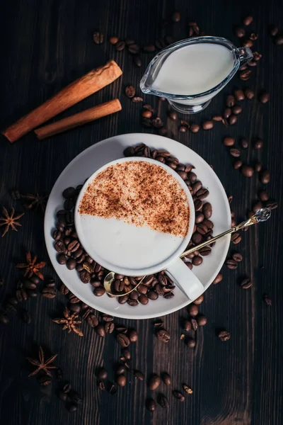 coffee cup on the table flat lay image