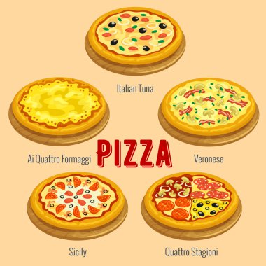 Pizza. İtalyan mutfağı menü kartı tasarlamak