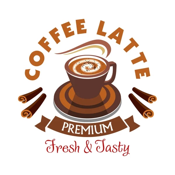 Kahve Latte etiket. Premium taze ve lezzetli — Stok Vektör