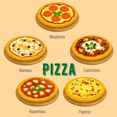 Pizza. İtalyan mutfağı menü kartı