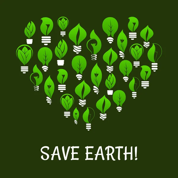 Salva la Terra. Elementi energetici verdi — Vettoriale Stock