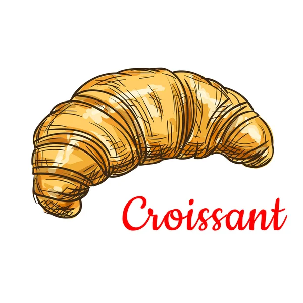 Croissant skica ikony. Cukrárnu znak — Stockový vektor