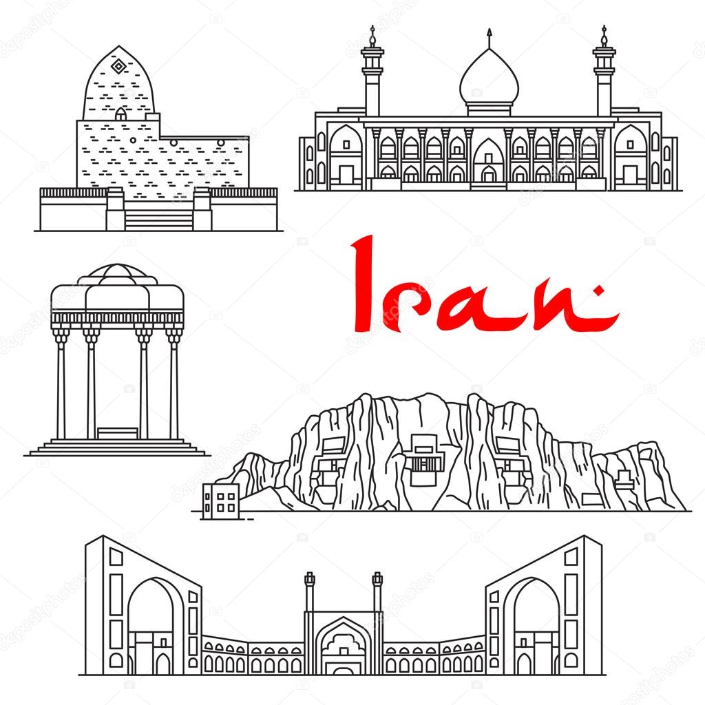 Iran architecture landmarks, sightseeings — Stock Vector © Seamartini