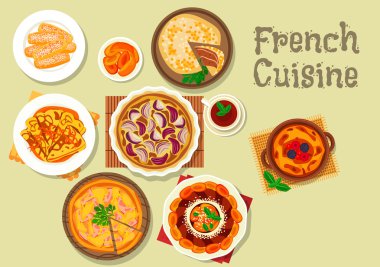 Fransız mutfağı tatlı, pasta ve pasta simgesi