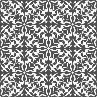 Damasko çiçek Dikişsiz desen gri yeşillik ile