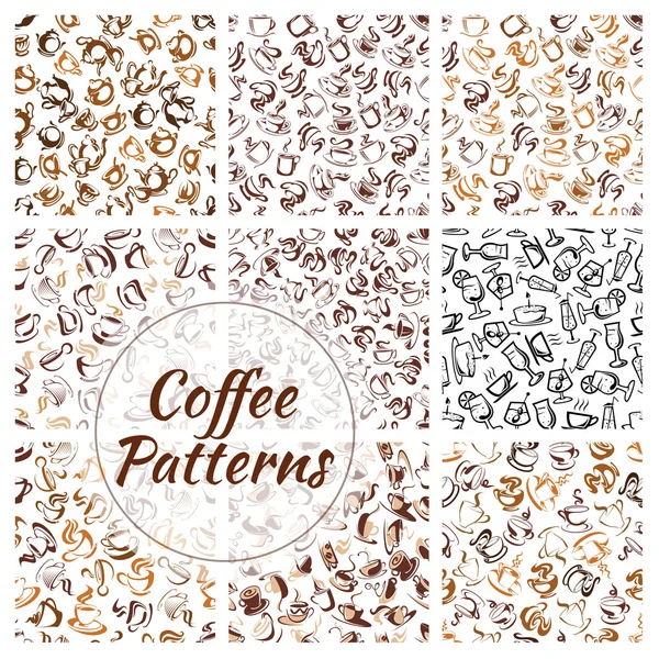 Bebidas de café naturales sin costura patrón conjunto — Vector de stock