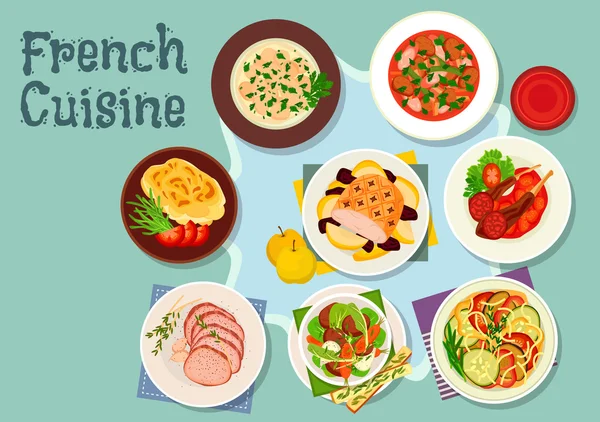 Ikona dania kuchni francuskiej restauracja projektowania — Wektor stockowy