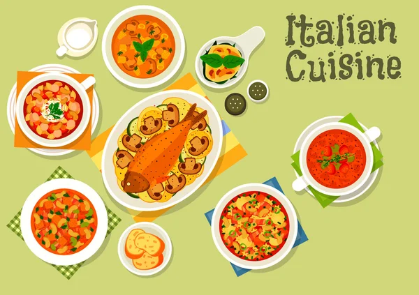 Italian cuisine healthy dinner icon — Stock Vector