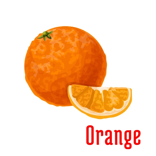 Sulu tropikal turuncu meyve simgesi gıda tasarımı için — Stok Vektör
