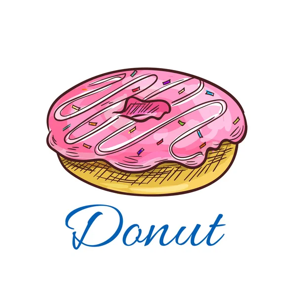 Donut glacé sucré avec des aspersions croquis — Image vectorielle