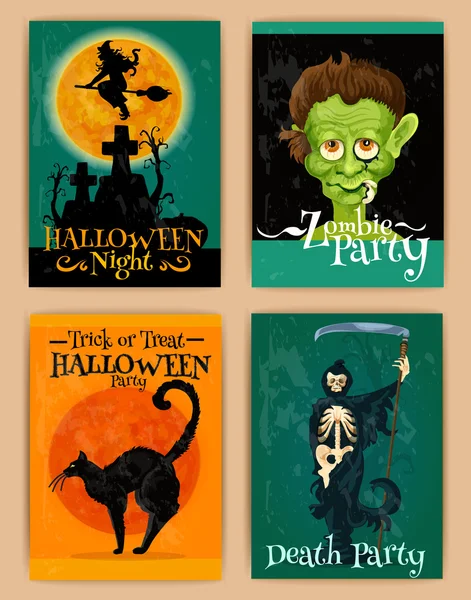 Stylized retro posters for Halloween party — 스톡 벡터