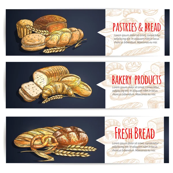 Affiches Pain frais et produits de boulangerie — Image vectorielle