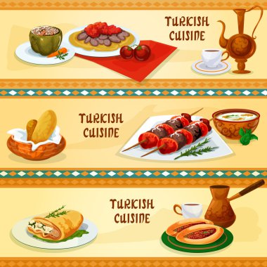 Restoran menü tasarımı için Türk mutfağı afişleri
