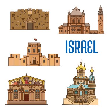 Israel architecture and famous buildings clipart