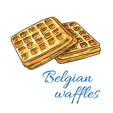 Belçika waffle skeç simgesi. Pastane amblemi