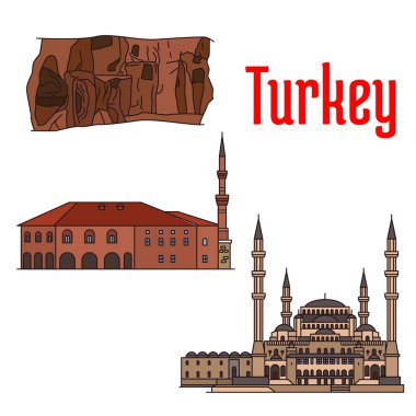 Turkey historic architecture and sightseeings clipart