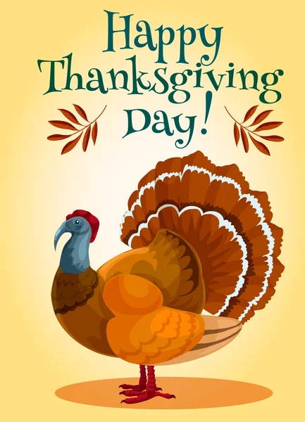 Día de Acción de Gracias diseño de la tarjeta de felicitación de pavo — Vector de stock