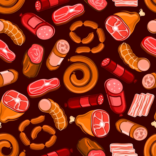 Saucisses et viande fond de motif sans couture — Image vectorielle